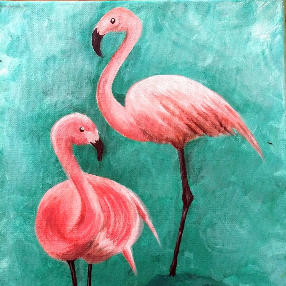 Original Flamingo Painting 14"x11"